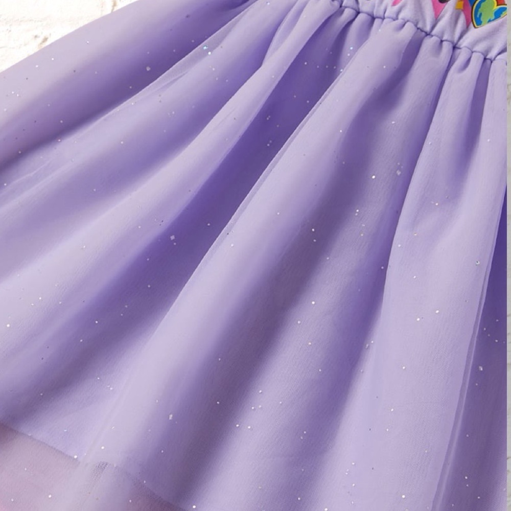 Care Bears Purple Sparkle Tulle Share Bear Dress with Share Big Graphic Size 3-4 - Picture 5 of 11